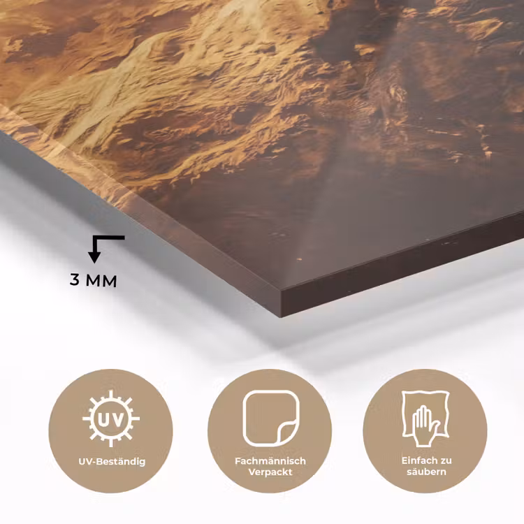 Glasbild - Planet – Weltraum – Orange - Planeet - Ruimte - Oranje plexiglas 5mm klein