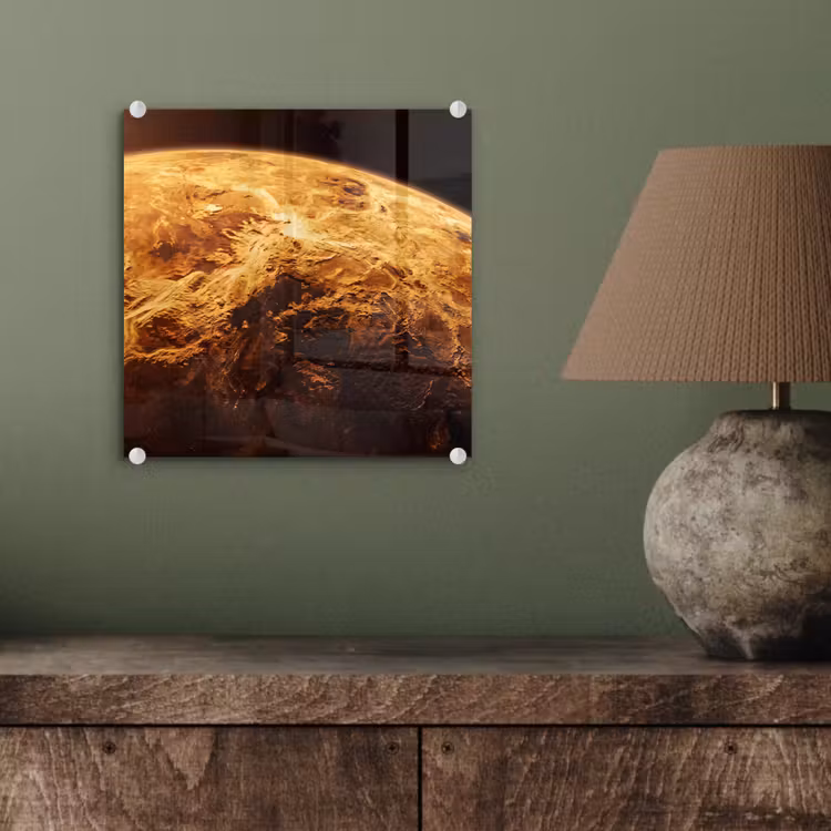 Glasbild - Planet – Weltraum – Orange - Planeet - Ruimte - Oranje plexiglas 5mm klein