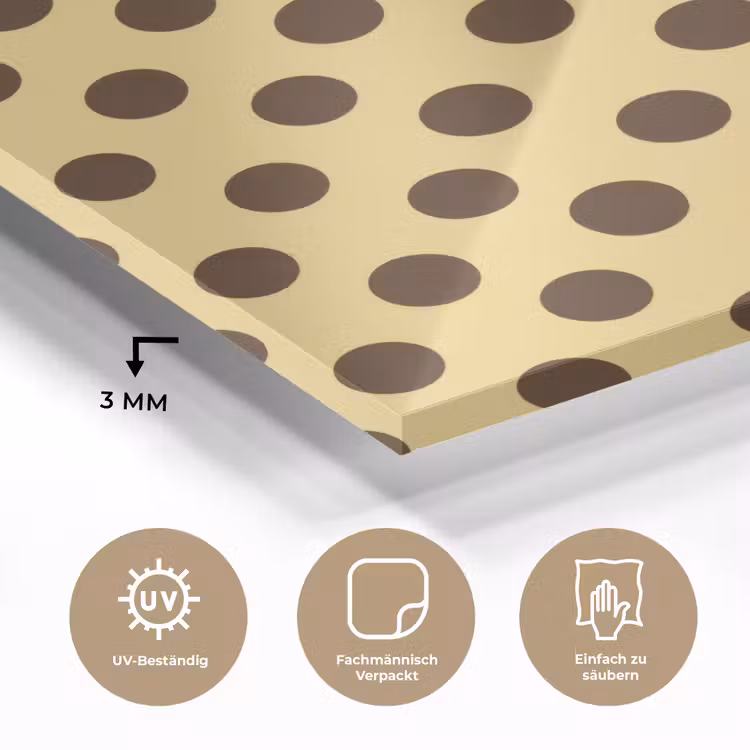 Polka Dot - Stippen - Retro - Geel - Bruin plexiglas 5mm klein 11 -wsfeer2_DE