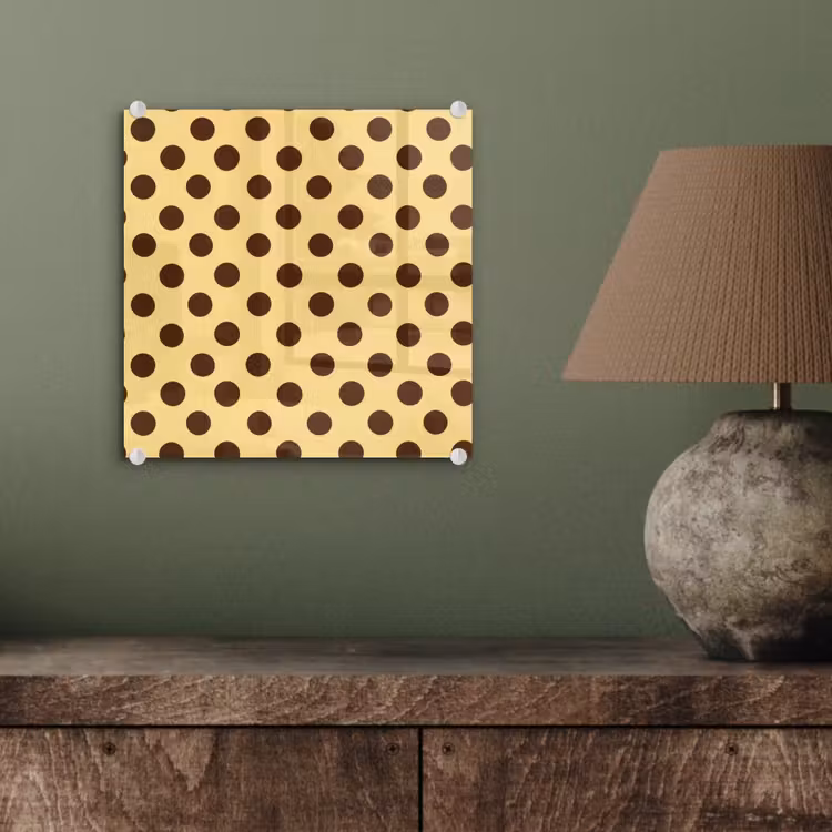 Polka Dot - Stippen - Retro - Geel - Bruin plexiglas 5mm klein 11 -sfeer3