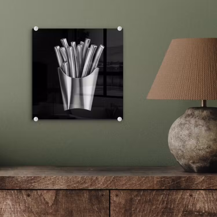 Frietjes - Futuristisch - Zilver plexiglas 5mm klein -sfeer3