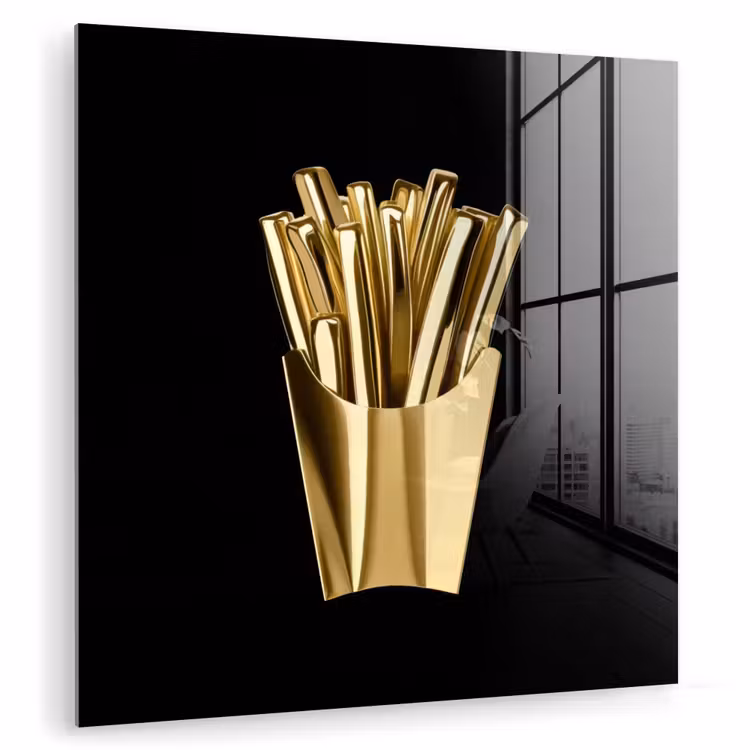 Friet - Goud - Chrome - Eten plexiglas 5mm klein -zzzproduct_nieuw