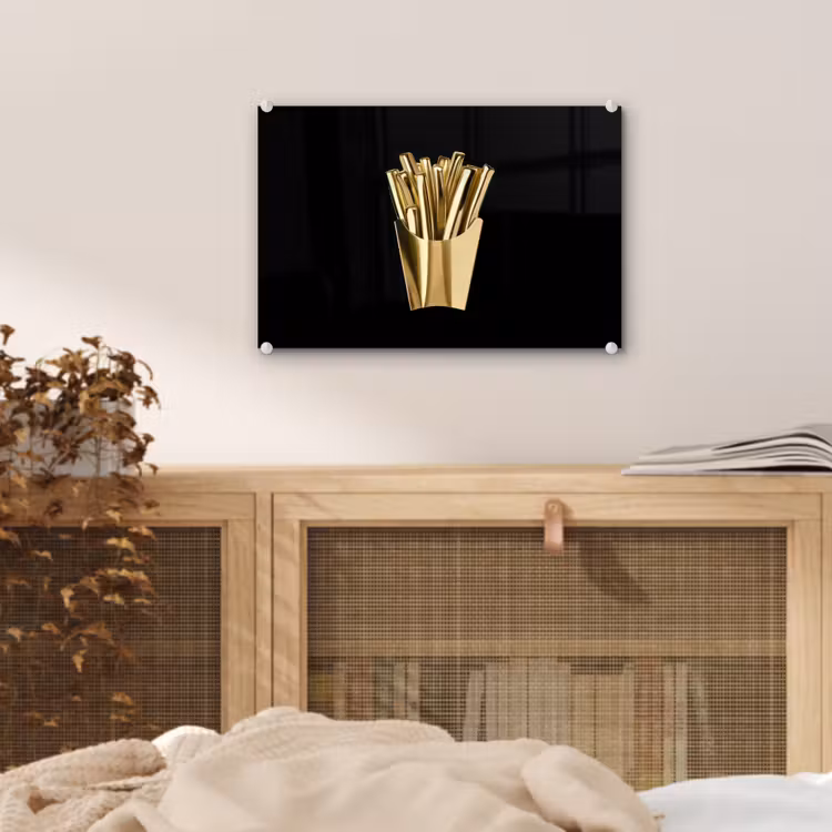 Friet - Goud - Chrome - Eten plexiglas 5mm klein -sfeer3