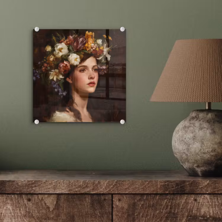 Portret - Vrouw - Bloemen plexiglas 5mm klein -sfeer3