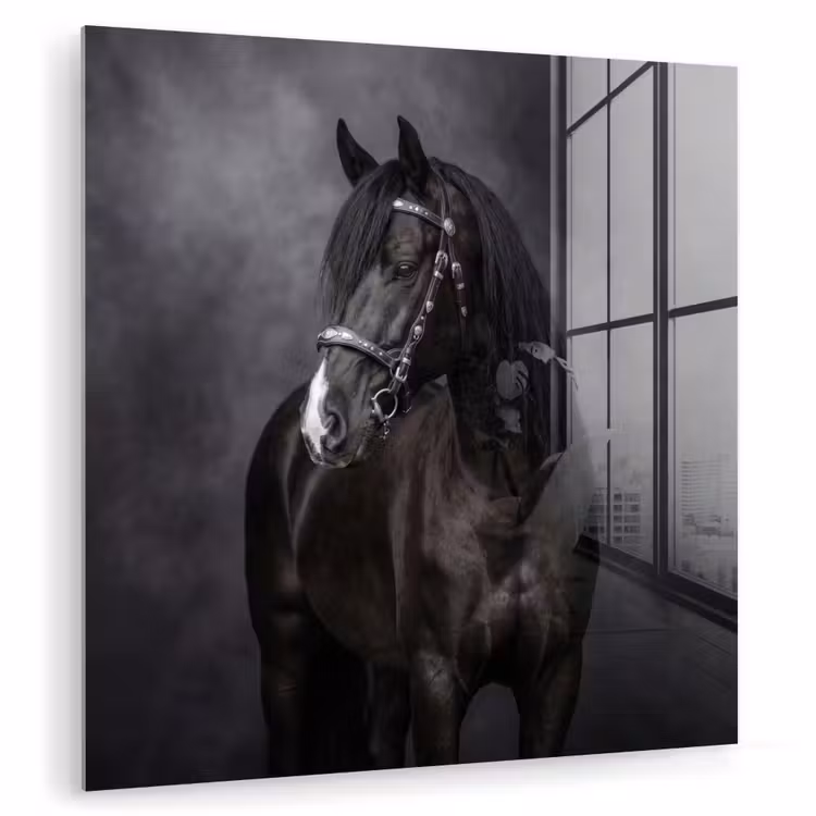 Portret - Paard - Zwart plexiglas 5mm klein -zzzproduct_nieuw