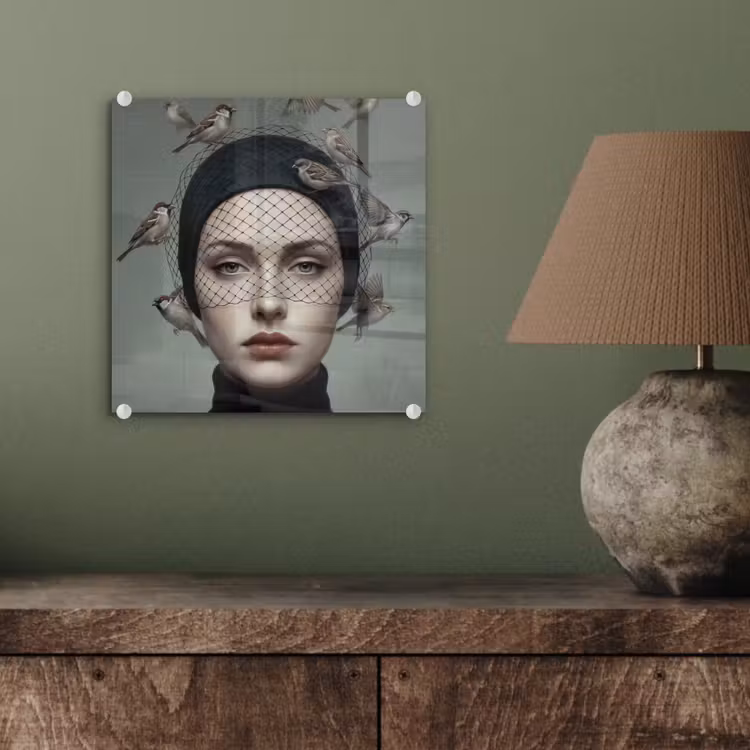 Portret - Vogels - Zwart plexiglas 5mm klein -sfeer3