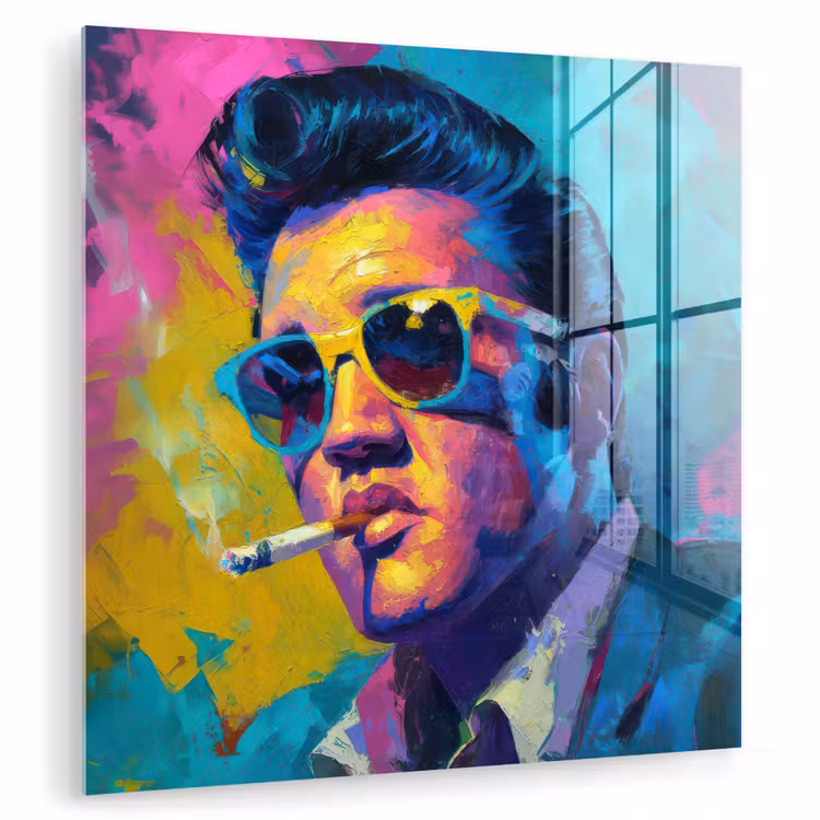 Portret - Sigaret - Kleurrijk - Bril plexiglas 5mm klein -zzzproduct_nieuw