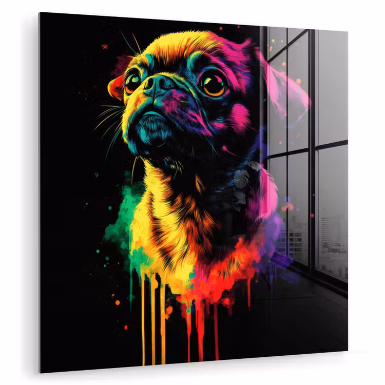 Puck - Hond - Verf - Kleuren plexiglas 5mm klein -zzzproduct_nieuw