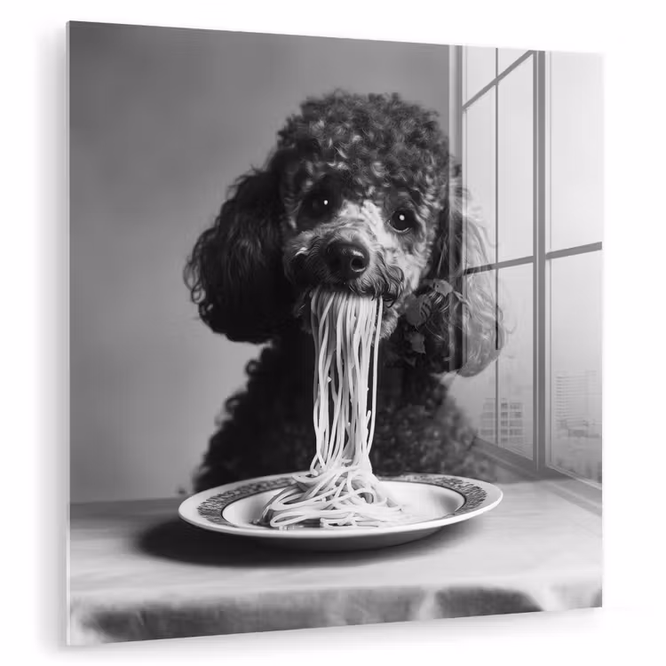 Poedel - Hond - Zwart - Wit - Schattig - Pasta plexiglas 5mm klein -zzzproduct_nieuw