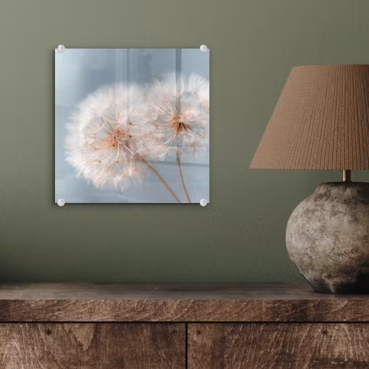 Paardenbloemen - Pluisjes - Wit plexiglas 5mm klein -sfeer3