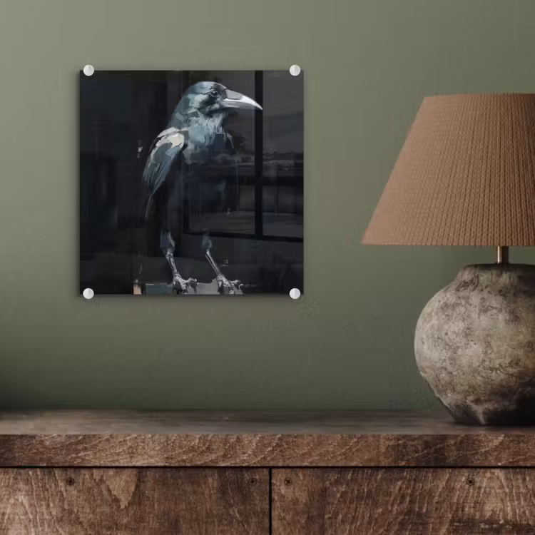 Raaf - Vogels - Zwart plexiglas 5mm klein -sfeer3
