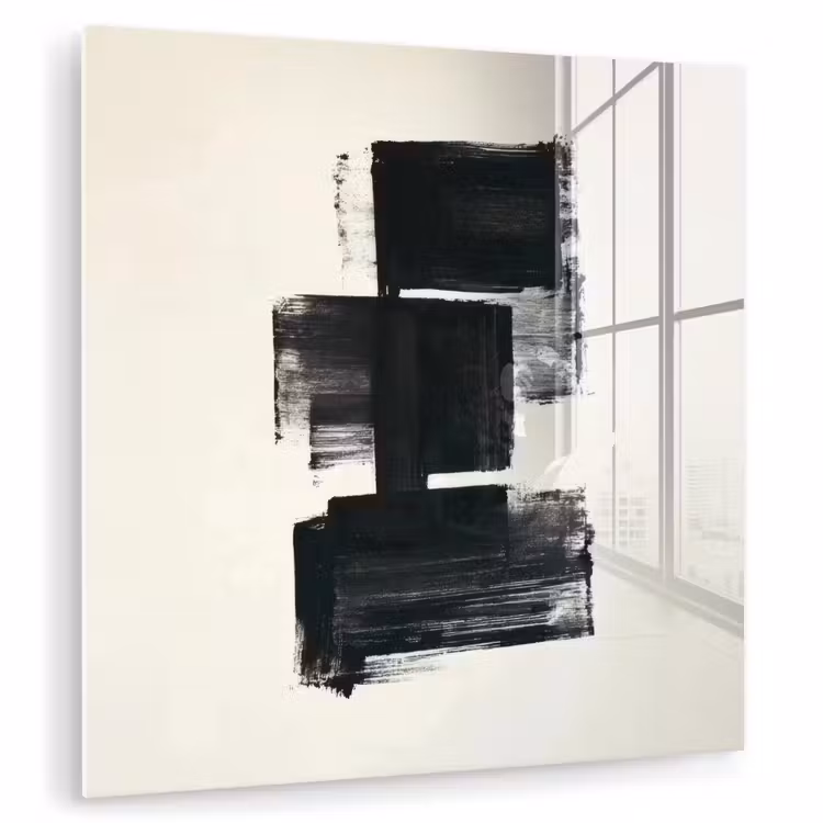 Rechthoeken - Penseelstreken - Abstract - Zwart plexiglas 5mm klein -zzzproduct_nieuw