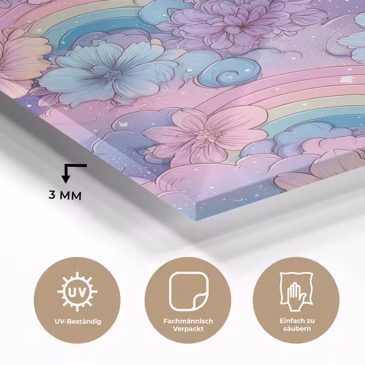 Regenbogen - Bloemen - Kleurrijk - Wolken plexiglas 5mm klein -wsfeer2_DE