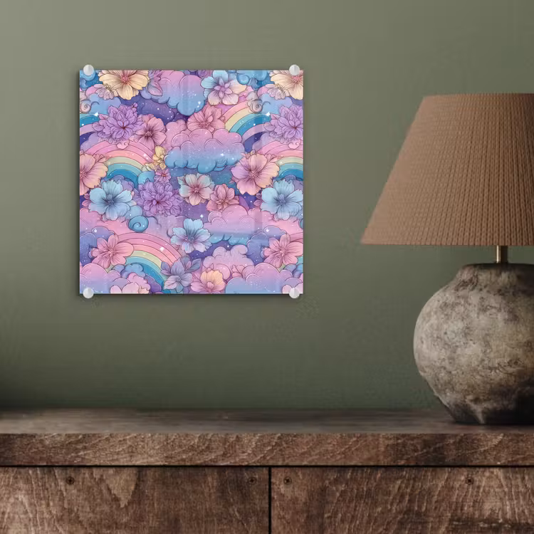 Regenbogen - Bloemen - Kleurrijk - Wolken plexiglas 5mm klein -sfeer3