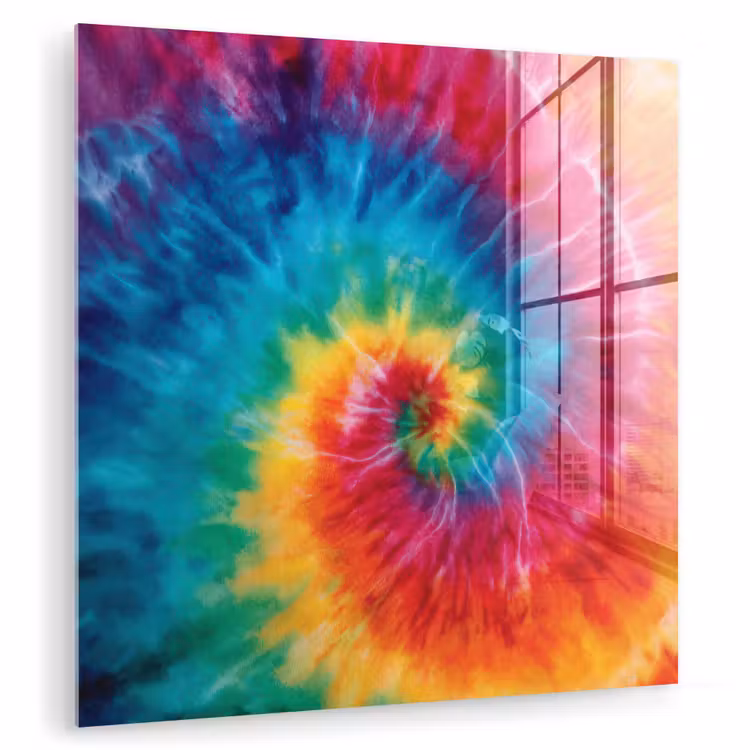 Regenboog - Tie dye - Kleurrijk - Blauw plexiglas 5mm klein -zzzproduct_nieuw