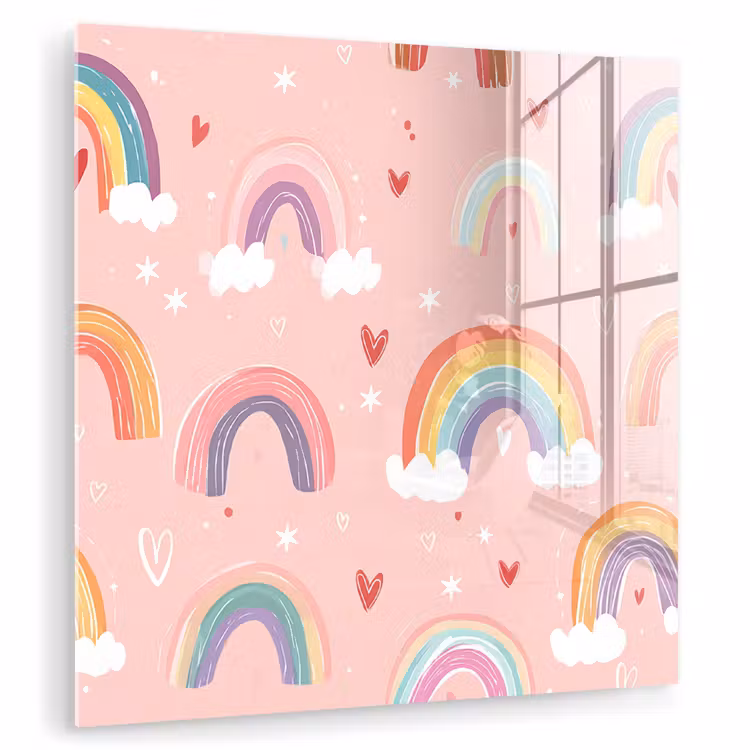 Regenboog - Patroon - Pastel - Handgetekend plexiglas 5mm klein -zzzproduct_nieuw