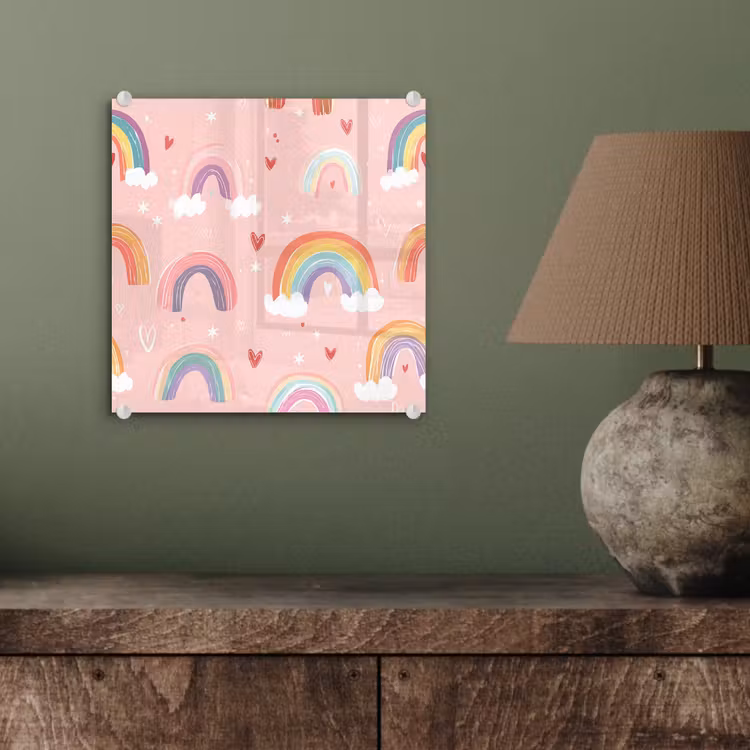 Regenboog - Patroon - Pastel - Handgetekend plexiglas 5mm klein -sfeer3