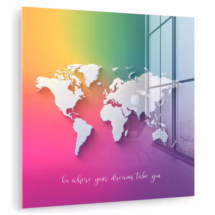 Regenboog - Quote - Wereldkaart - Dream plexiglas 5mm klein -zzzproduct_nieuw