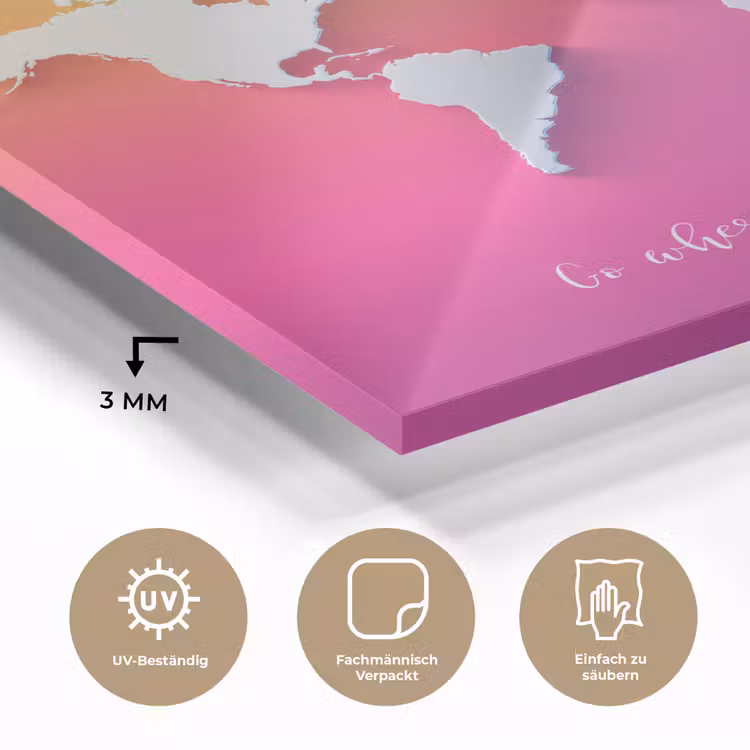 Regenboog - Quote - Wereldkaart - Dream plexiglas 5mm klein -wsfeer2_DE