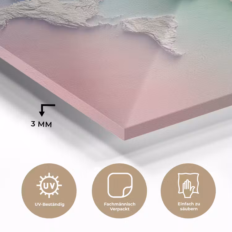 Regenboogkleuren - Wereldkaart - Zacht - Continenten plexiglas 5mm klein -wsfeer2_DE