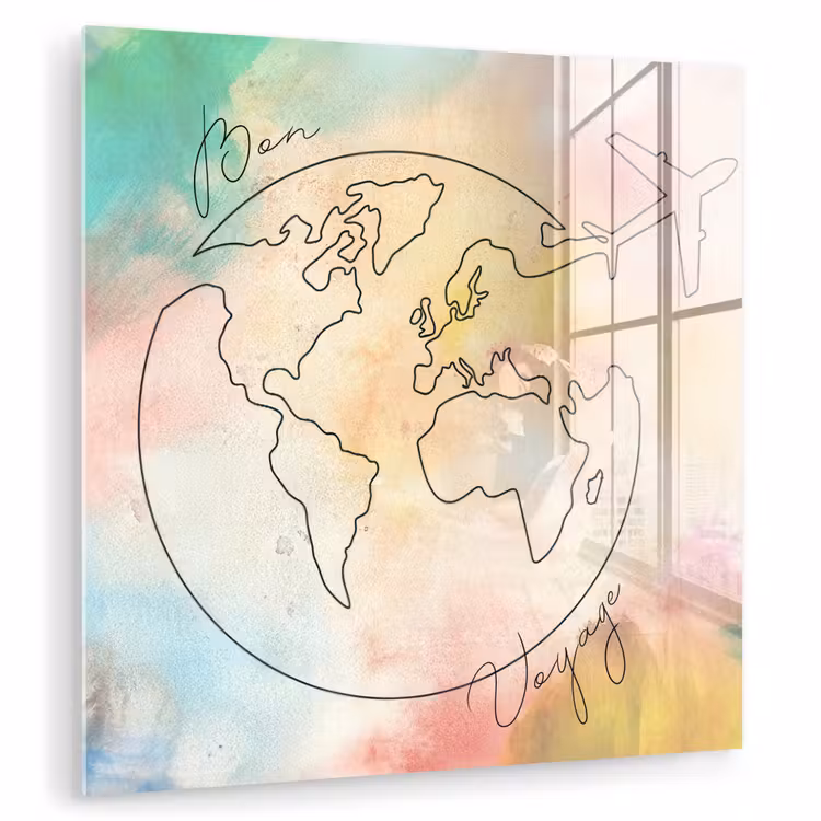 Voyage - Wereldbol - Pastel - Quote plexiglas 5mm klein -zzzproduct_nieuw