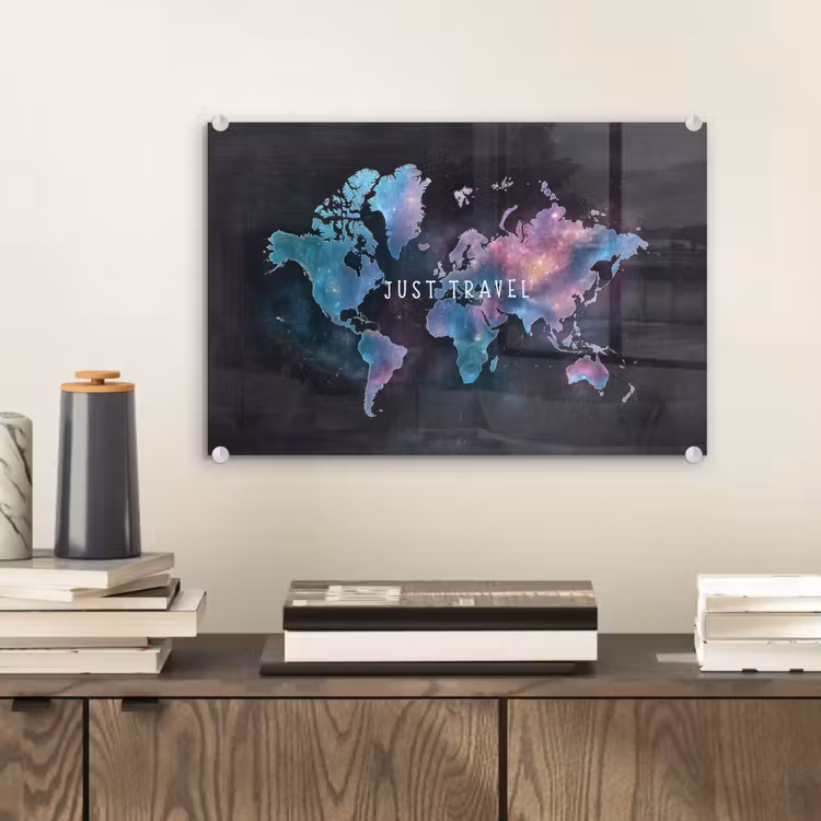 Travel - Sterrennevels - Wereldkaart - Krijtbord plexiglas 5mm klein -sfeer1