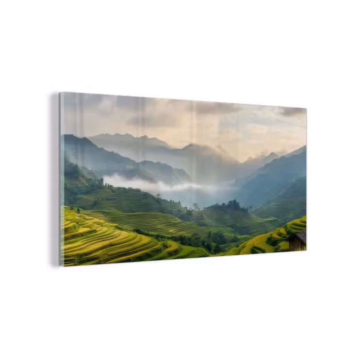 Rijstvelden - Bergen - Groen - Natuur plexiglas 5mm klein -z3d
