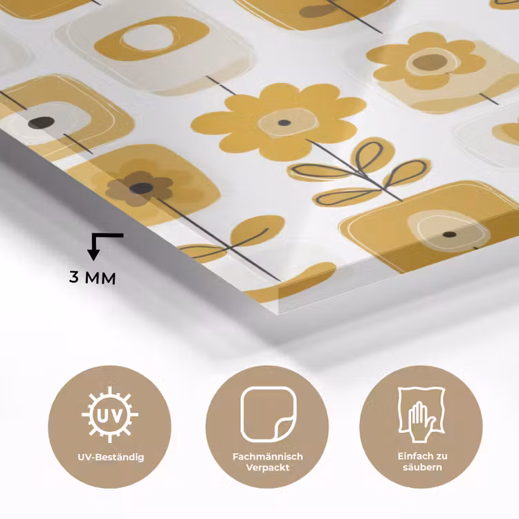 Retro - Abstract - Bloemen - Okergeel plexiglas 5mm klein 11 -wsfeer2_DE