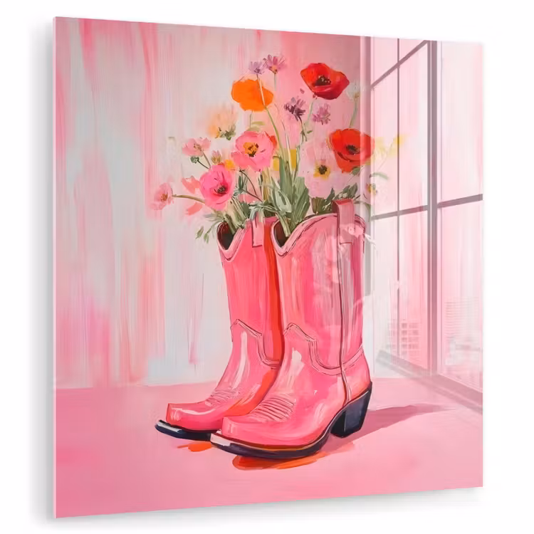 Roze - Bloemen - Cowboy plexiglas 5mm klein -zzzproduct_nieuw