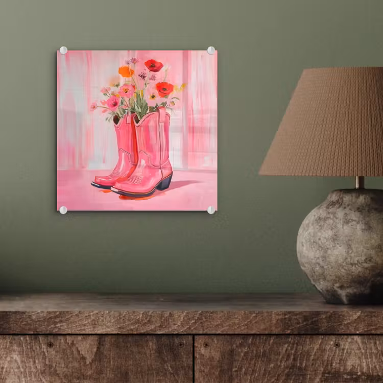 Roze - Bloemen - Cowboy plexiglas 5mm klein -sfeer3
