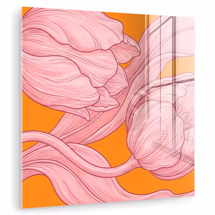 Glasbild - Rosa Blumen – Modern - Roze bloemen - Modern plexiglas 5mm klein