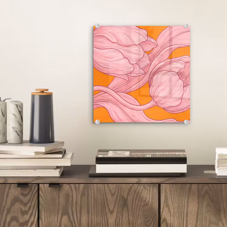 Glasbild - Rosa Blumen – Modern - Roze bloemen - Modern plexiglas 5mm klein