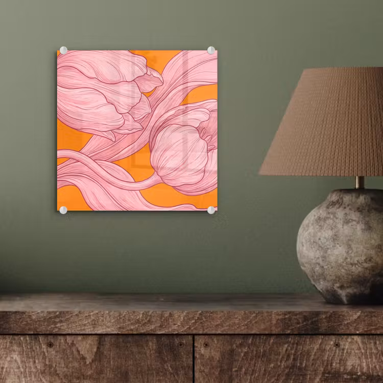 Glasbild - Rosa Blumen – Modern - Roze bloemen - Modern plexiglas 5mm klein