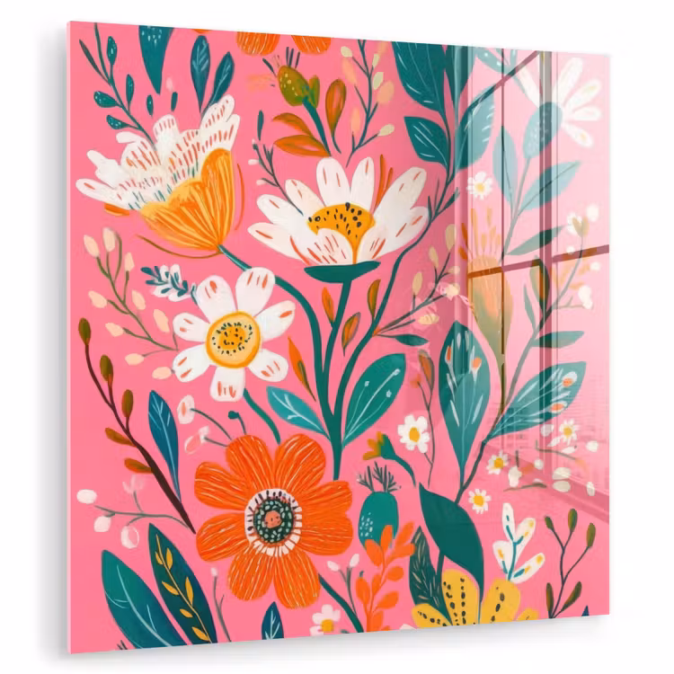Roze - Bloemen - Wit - Oranje plexiglas 5mm klein -zzzproduct_nieuw