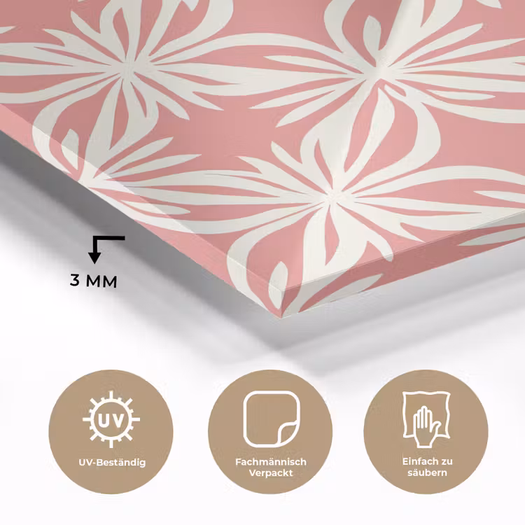 Roze - Bloemenmotief - Wit - Modern plexiglas 5mm klein 11 -wsfeer2_DE