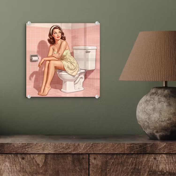 Roze - Retro - Vrouw plexiglas 5mm klein -sfeer3