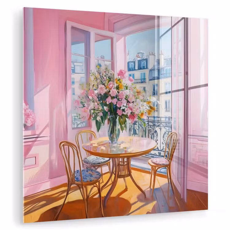 Pink - City - Bloemen plexiglas 5mm klein -zzzproduct_nieuw