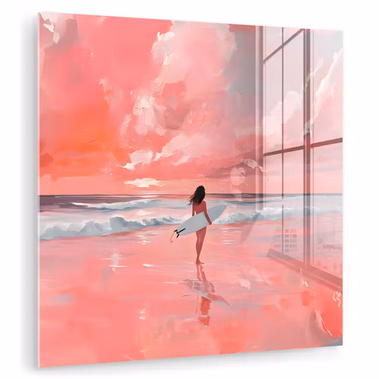 Roze - Surfen - Zee plexiglas 5mm klein -zzzproduct_nieuw