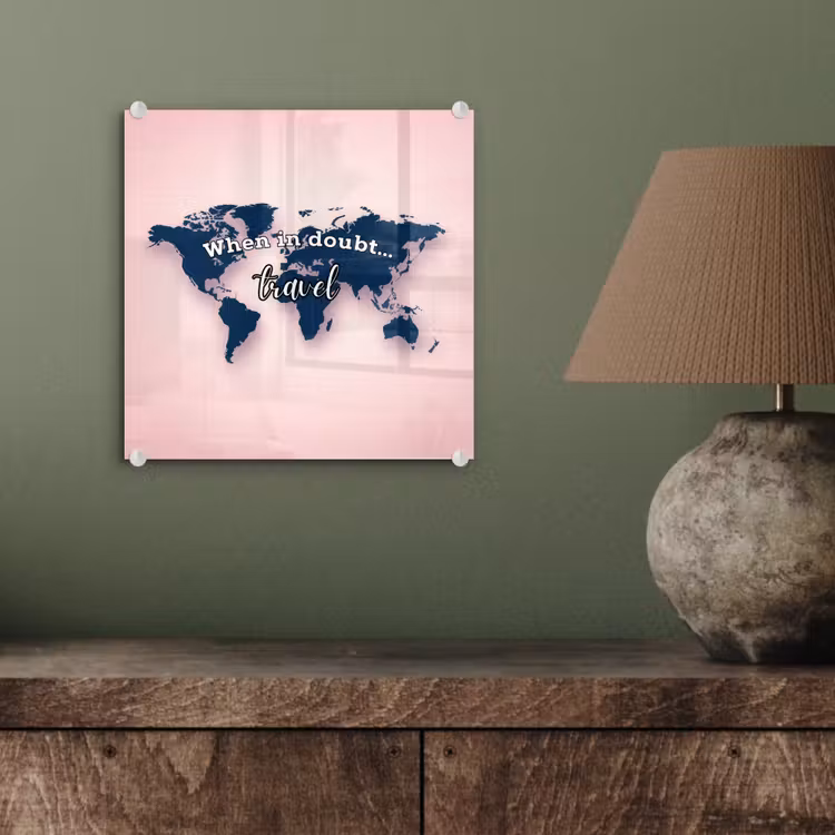 Roze - Quote - Wereldkaart - Travel plexiglas 5mm klein -sfeer3