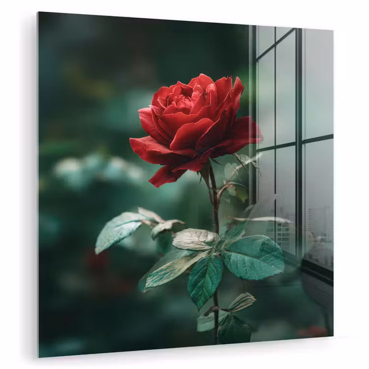 Roos - Bladeren - Dieprood plexiglas 5mm klein -zzzproduct_nieuw