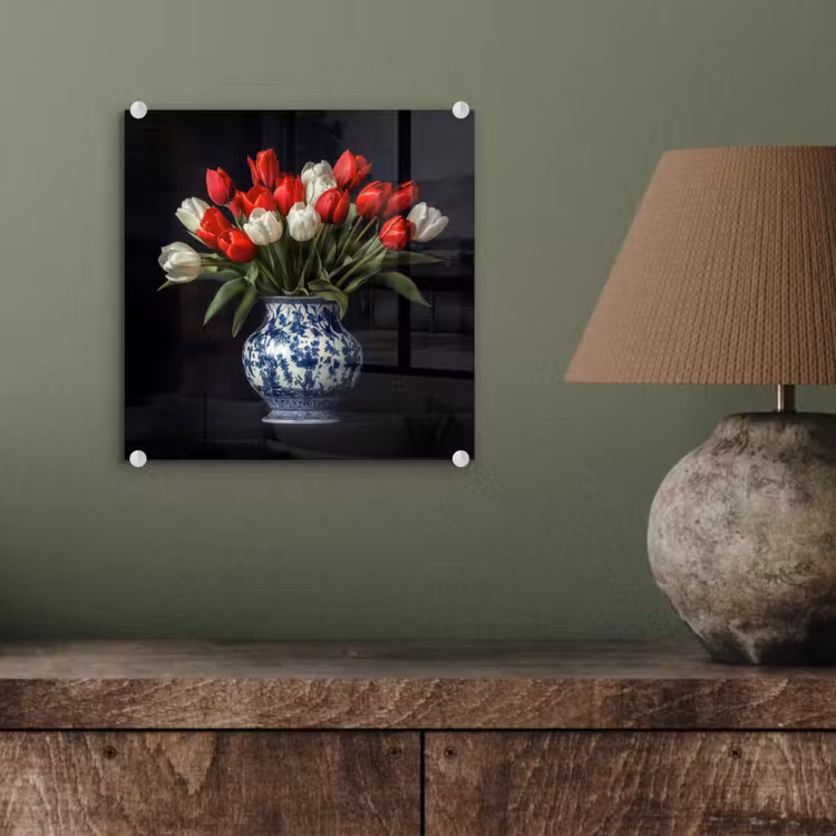 Rode - Bloemen - Tulpen - Vaas plexiglas 5mm klein -sfeer3