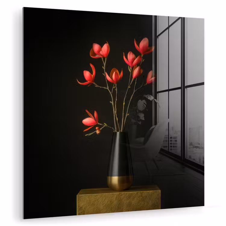 Rode - Bloemen - Vaas plexiglas 5mm klein -zzzproduct_nieuw