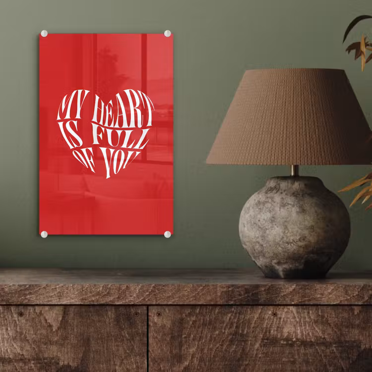 Rood - Hart- Tekst - Valentijn plexiglas 5mm klein -sfeer3
