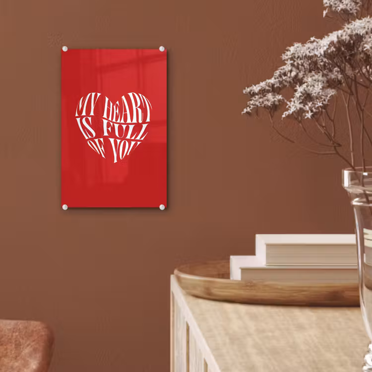 Rood - Hart- Tekst - Valentijn plexiglas 5mm klein -sfeer5