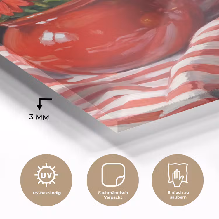Glasbild - Rote Blumen – Vase - Rode bloemen - Vaas plexiglas 5mm klein