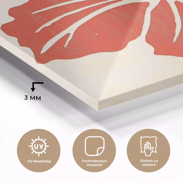 Rode hibiscusbloem - Textuur achtergrond - Beige plexiglas 5mm klein -wsfeer2_DE