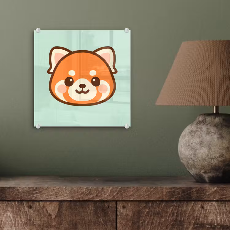 Rode panda - Groen - Cartoon plexiglas 5mm klein -sfeer3