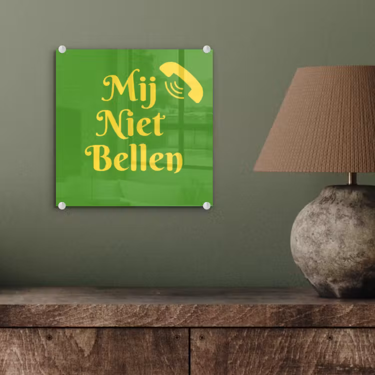 Mij niet bellen - Telefoon - Groen plexiglas 5mm klein -sfeer3