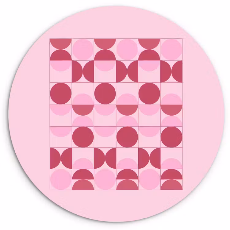 Glasbild Rund - Abstrakt – Geometrisch – Kreise – Rosa – Modern - Abstract - Geometrisch - Cirkels - Roze - Modern Wandcirkel plexiglas klein