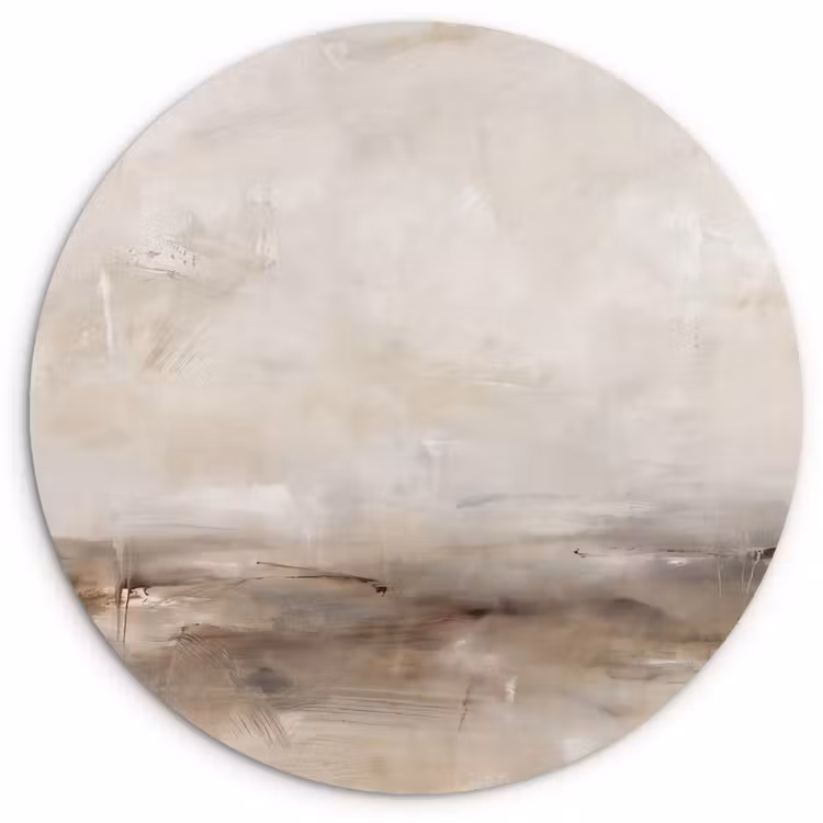 Glasbild Rund - Abstrakt – Landschaft – Modern – Beige – Kunst - Abstrakt - Landschap - Modern - Beige - Kunst Wandcirkel plexiglas klein